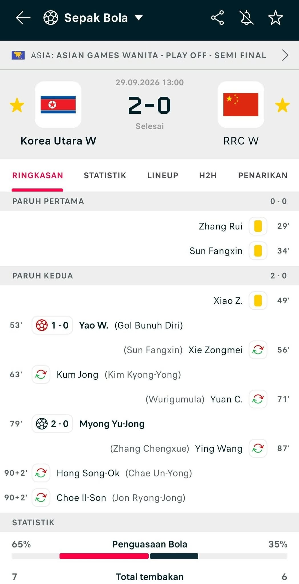 Notifikasi Pertandingan